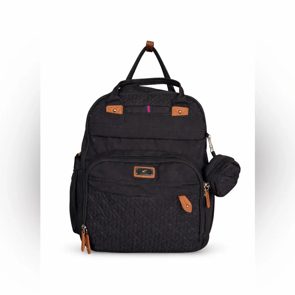 Leleblum Black Quilted Diaper Bag Backpack Travel Laptop‎ Bag Pacifier Pouch